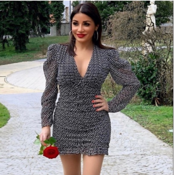 Zara Dresses & Skirts - Zara Draped ruched mini dress with puff sleeve